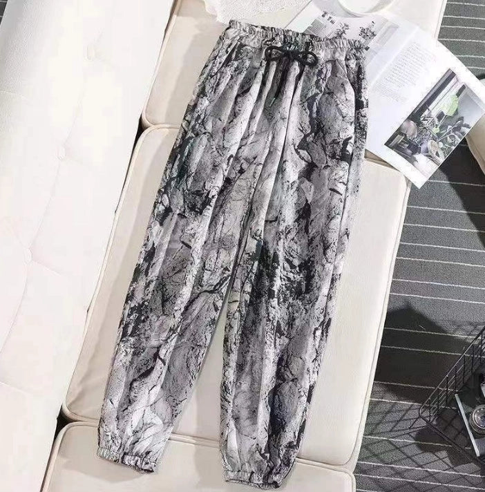 Women's Fashion Casual Harem Pants High Waist Printed Loose Beach Pants
