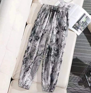 Women's Fashion Casual Harem Pants High Waist Printed Loose Beach Pants