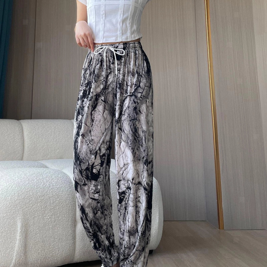 Women's Fashion Casual Harem Pants High Waist Printed Loose Beach Pants