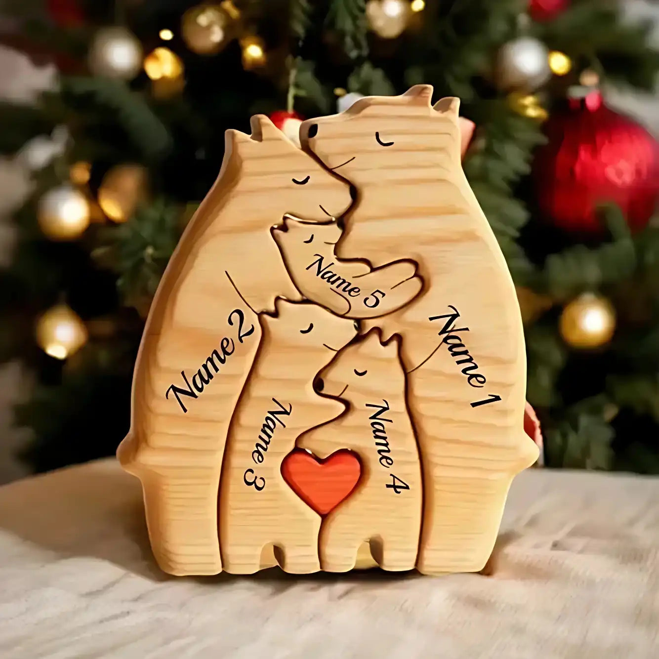 Personalized Bear Family Puzzle - Handcrafted Wooden Keepsake Gift