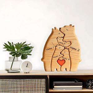 Personalized Bear Family Puzzle - Handcrafted Wooden Keepsake Gift