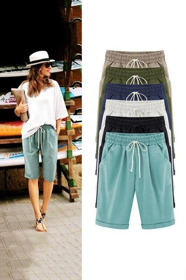 Plain with Pockets Sashes Holiday Loose Shorts (9 Colors)