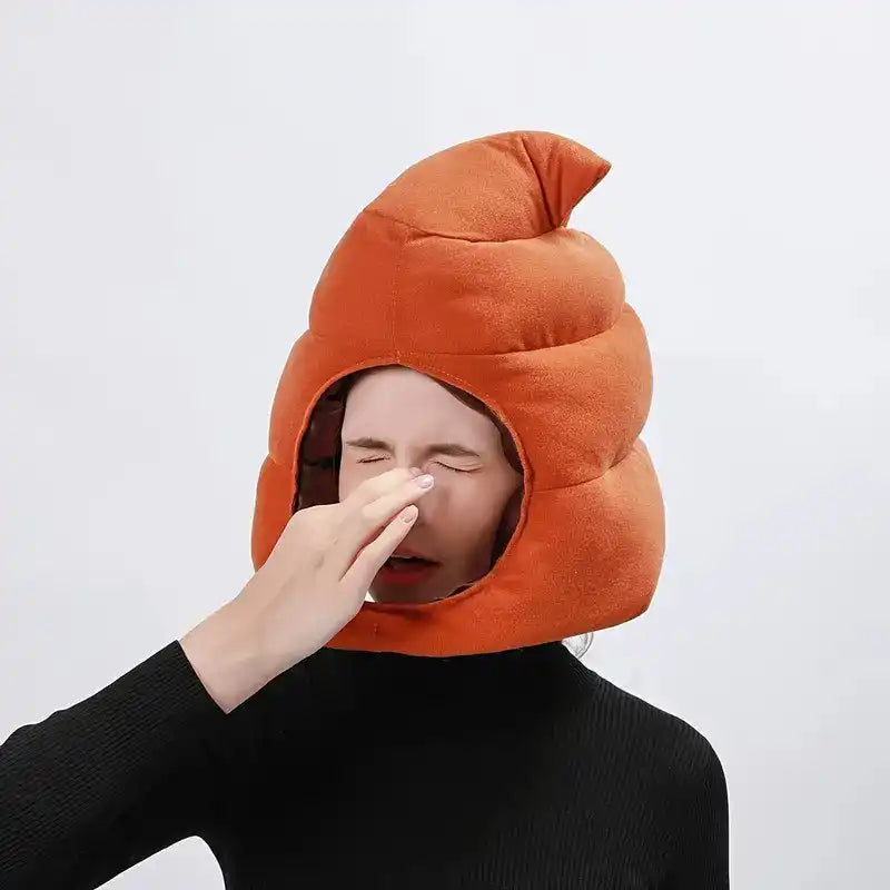 Plush Poop Emoji Hat - Funny Prank Headgear for April Fools & Carnivals