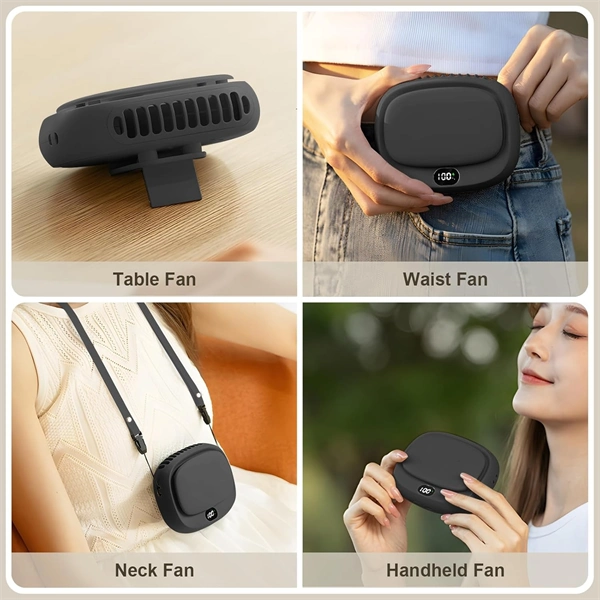 Portable Neck Fan with 5 Speeds USB Rechargeable for Travel & Home