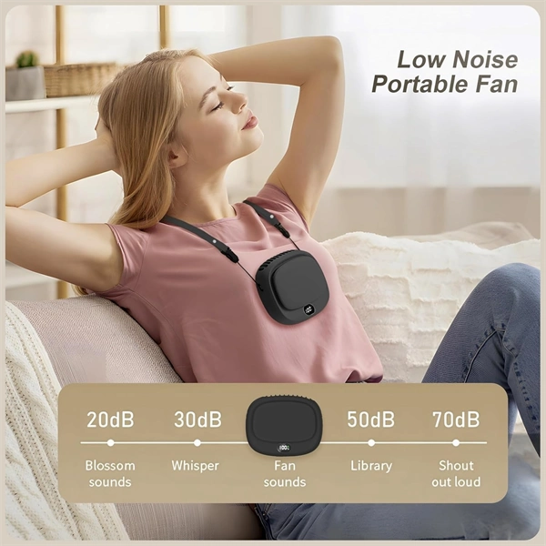 Portable Neck Fan with 5 Speeds USB Rechargeable for Travel & Home