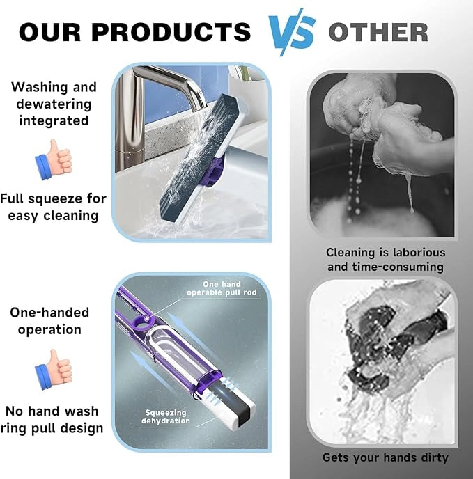 Portable Squeeze-Action Sponge Mop with Instant Absorption