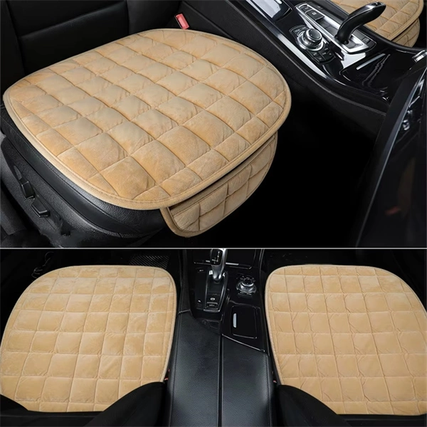 Quilted Plush Car Seat Cushion - Non-Slip Breathable Front Seat Cover Pad for Winter Warmth