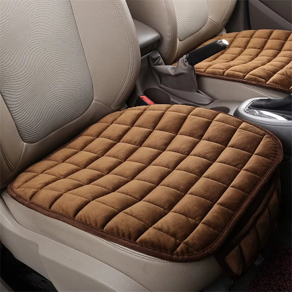 Quilted Plush Car Seat Cushion - Non-Slip Breathable Front Seat Cover Pad for Winter Warmth