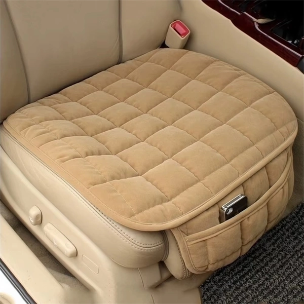 Quilted Plush Car Seat Cushion - Non-Slip Breathable Front Seat Cover Pad for Winter Warmth