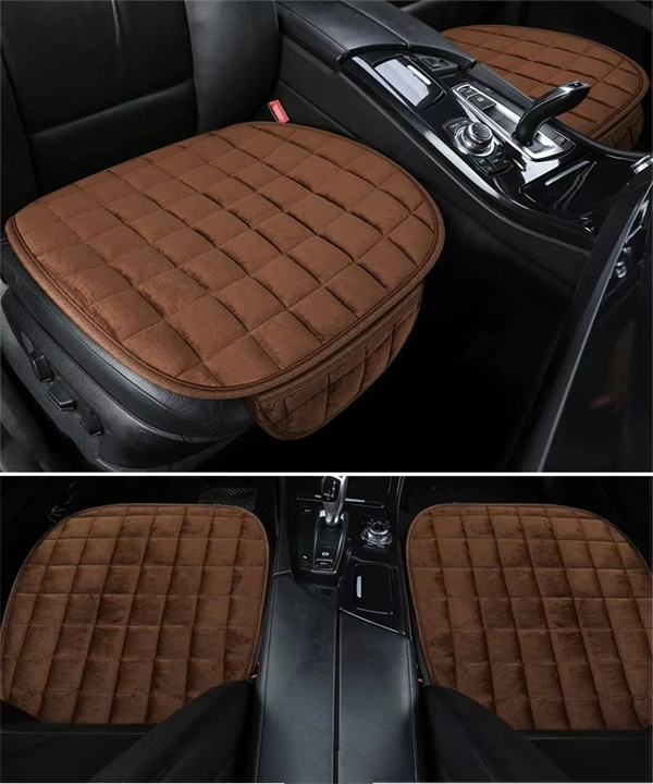 Quilted Plush Car Seat Cushion - Non-Slip Breathable Front Seat Cover Pad for Winter Warmth