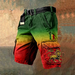 Men's Retro Reggae Lion Of Glory Gradient Art Print Cargo Shorts