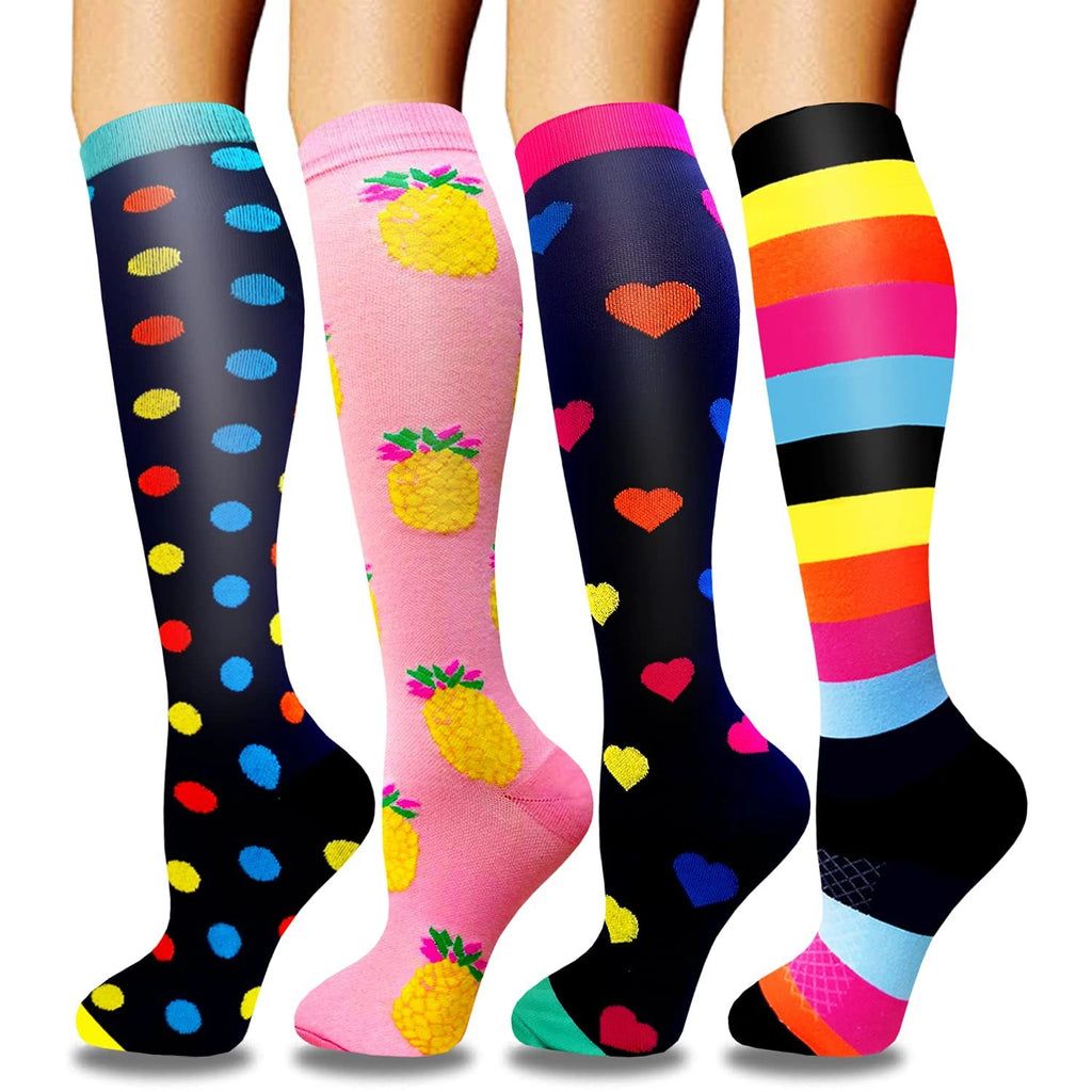 ROYALUCK 4 Pairs Cycling and Running Compression Socks for Men and Women