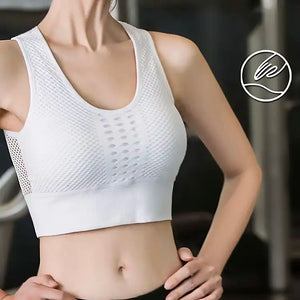 Seamless Push-Up Sports Bra - Mesh Panels, Sweat-Wicking & Shockproof Support for Yoga, Gym