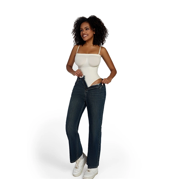 Seamless Sculpting Bodysuit for Women – Tummy Control Thong Shapewear with Square Neck Tank Top Design