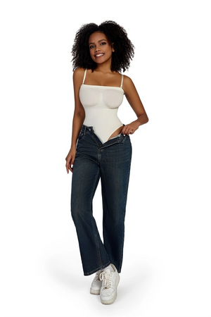 Seamless Sculpting Bodysuit for Women – Tummy Control Thong Shapewear with Square Neck Tank Top Design