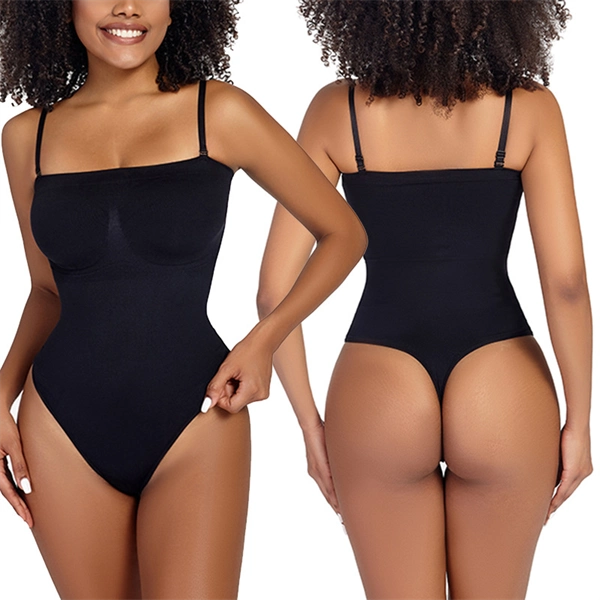 Seamless Sculpting Bodysuit for Women – Tummy Control Thong Shapewear with Square Neck Tank Top Design