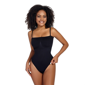 Seamless Sculpting Bodysuit for Women – Tummy Control Thong Shapewear with Square Neck Tank Top Design