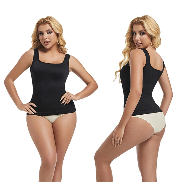 Seamless Square Neck Shaping Tank Top – Waist Slimming Ribbed Longline Vest