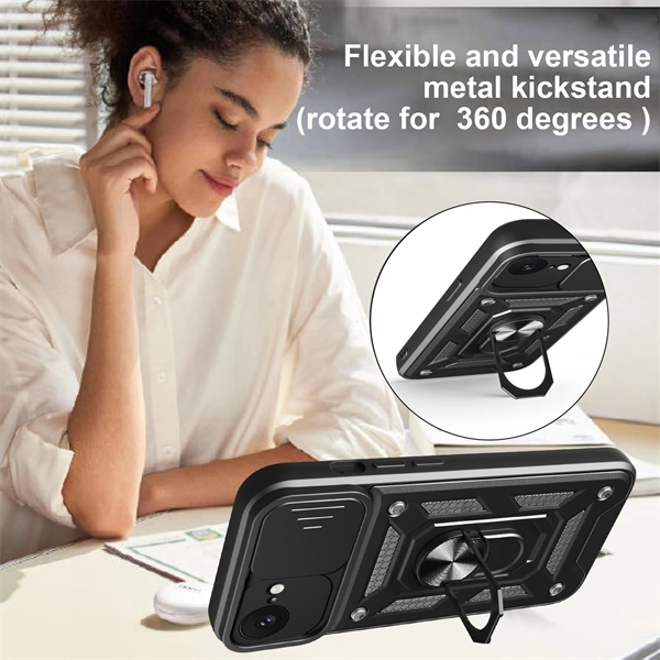 Shockproof Sliding Window Ring Stand Phone Case for iPhone 17 Pro Max