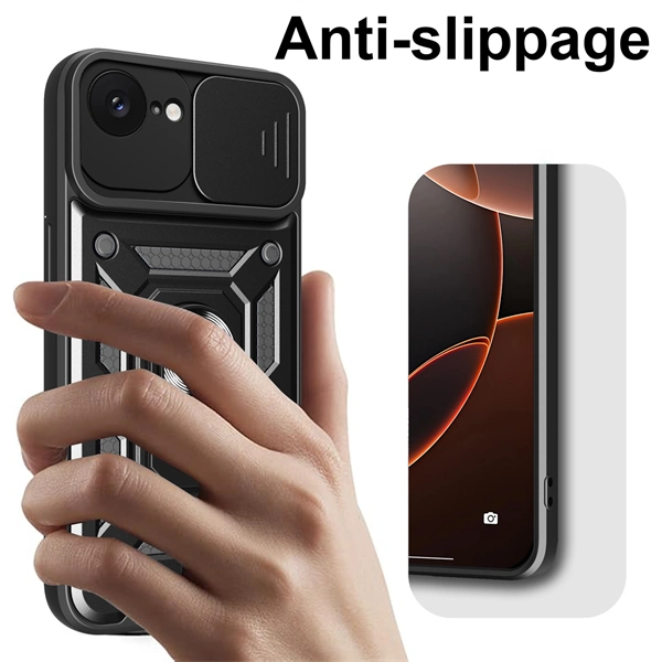 Shockproof Sliding Window Ring Stand Phone Case for iPhone 17 Pro Max