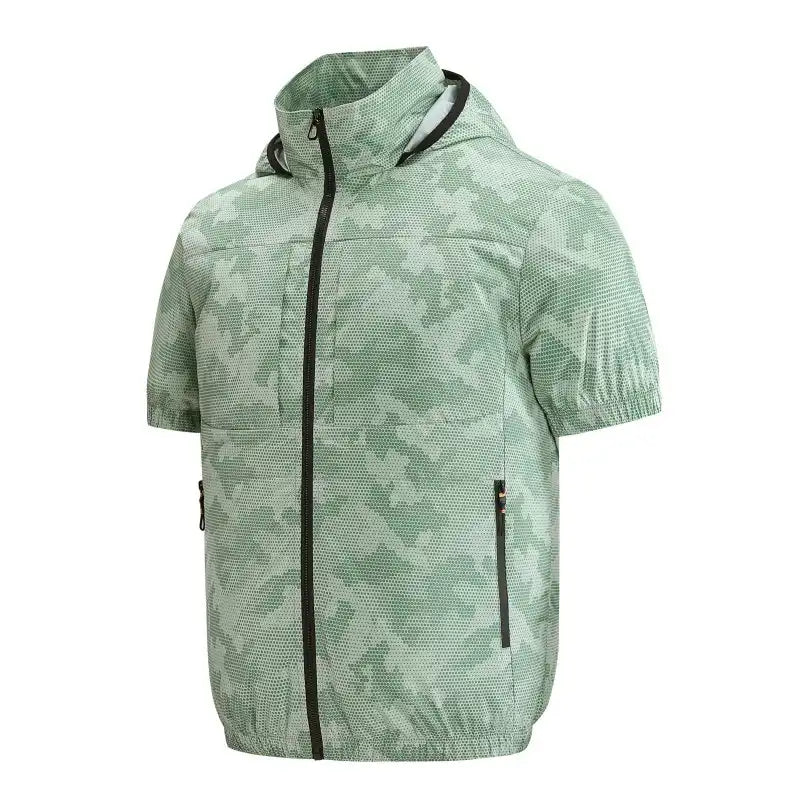 Smart Cooling Short Sleeve Shirt with Built-in Fan - Portable AC Wear for Outdoor Camping