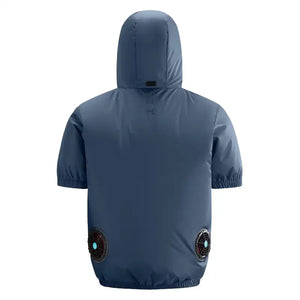 Smart Cooling Short Sleeve Shirt with Built-in Fan - Portable AC Wear for Outdoor Camping