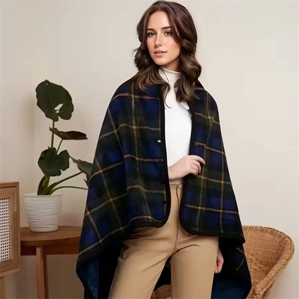 Soft Fleece Blanket with Button - Thick Warm Office & Dorm Nap Blanket, Cozy Cape Throw for Students