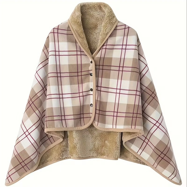 Soft Fleece Blanket with Button - Thick Warm Office & Dorm Nap Blanket, Cozy Cape Throw for Students