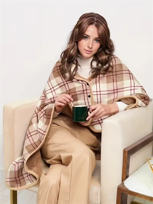 Soft Fleece Blanket with Button - Thick Warm Office & Dorm Nap Blanket, Cozy Cape Throw for Students