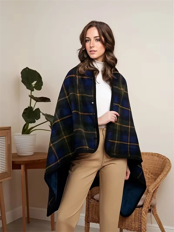 Soft Fleece Blanket with Button - Thick Warm Office & Dorm Nap Blanket, Cozy Cape Throw for Students