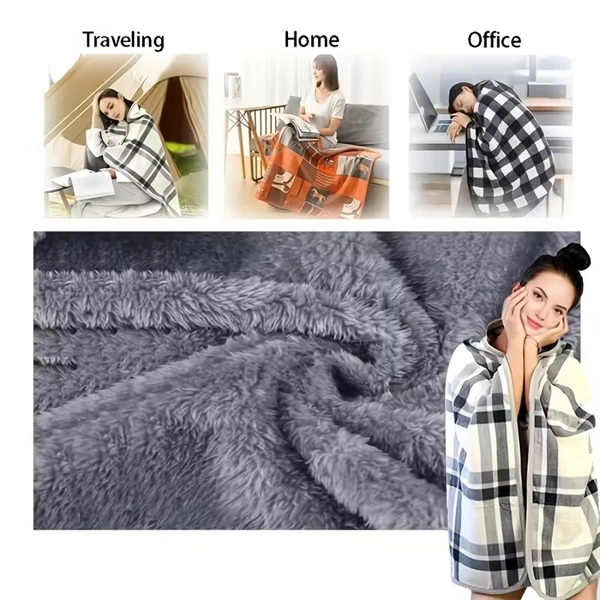 Soft Fleece Blanket with Button - Thick Warm Office & Dorm Nap Blanket, Cozy Cape Throw for Students