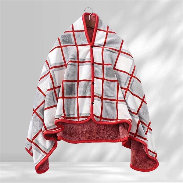 Soft Fleece Blanket with Button - Thick Warm Office & Dorm Nap Blanket, Cozy Cape Throw for Students