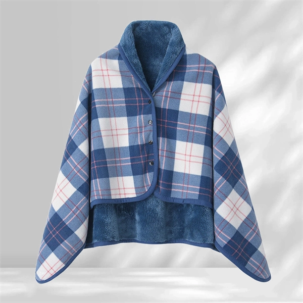 Soft Fleece Blanket with Button - Thick Warm Office & Dorm Nap Blanket, Cozy Cape Throw for Students