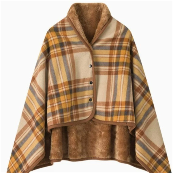 Soft Fleece Blanket with Button - Thick Warm Office & Dorm Nap Blanket, Cozy Cape Throw for Students