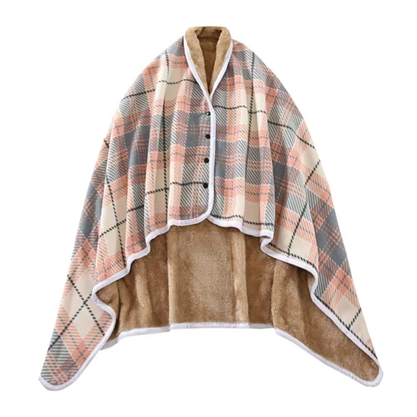 Soft Fleece Blanket with Button - Thick Warm Office & Dorm Nap Blanket, Cozy Cape Throw for Students
