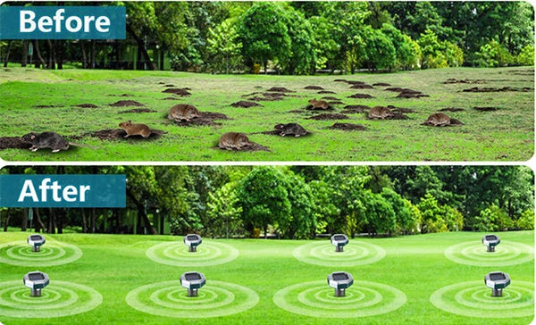 Solar-Powered Ultrasonic Animal Repeller – Outdoor Mole, Snake, Gopher, Groundhog, Bat, and Dog Repellent with Polysilicon Solar Panel