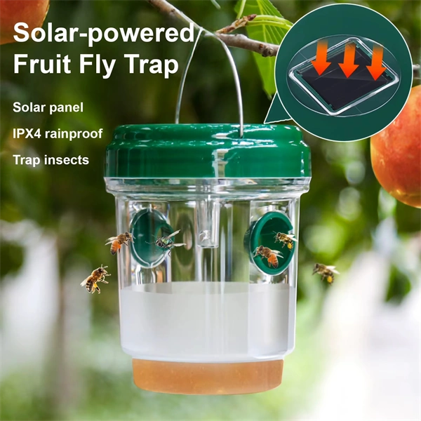 Solar-Powered Wasp & Bee Trap Light – Waterproof, Non-Toxic, Reusable Hanging Hornet Trap for Outdoor Garden Protection