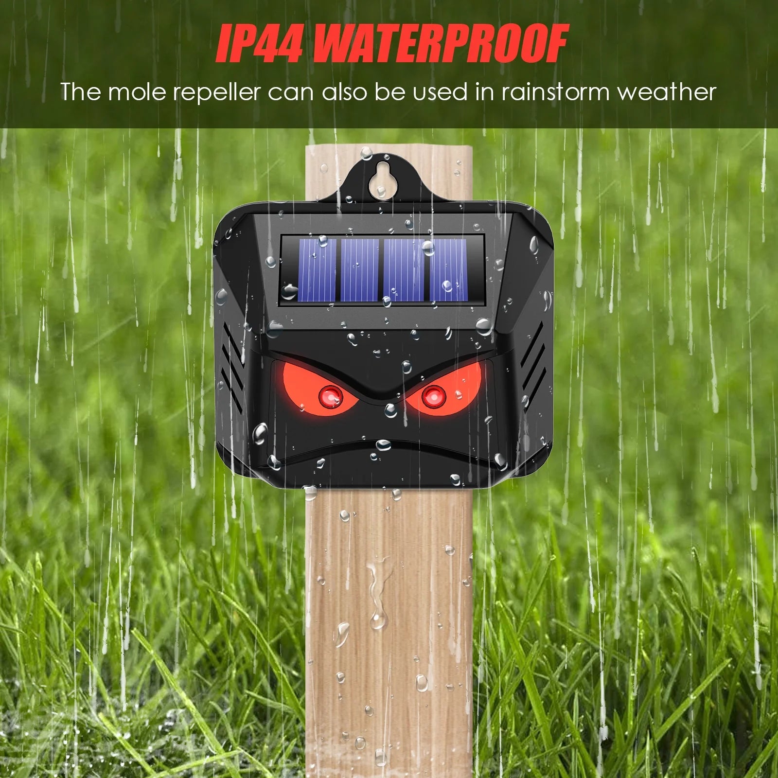 Solar Nocturnal Animal Repeller - With Red LED Light - For Skunk, Deer, Coyote, Fox, Raccoon, Cat, Garden, Yard, Farm Chicken Coop