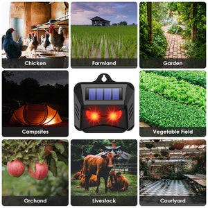 Solar Nocturnal Animal Repeller - With Red LED Light - For Skunk, Deer, Coyote, Fox, Raccoon, Cat, Garden, Yard, Farm Chicken Coop