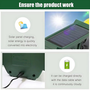 Solar Ultrasonic Animal & Pet Repeller Motion Sensor Repels Birds, Snakes, Raccoons, Skunks, Deer, Cats, Dogs, Rats