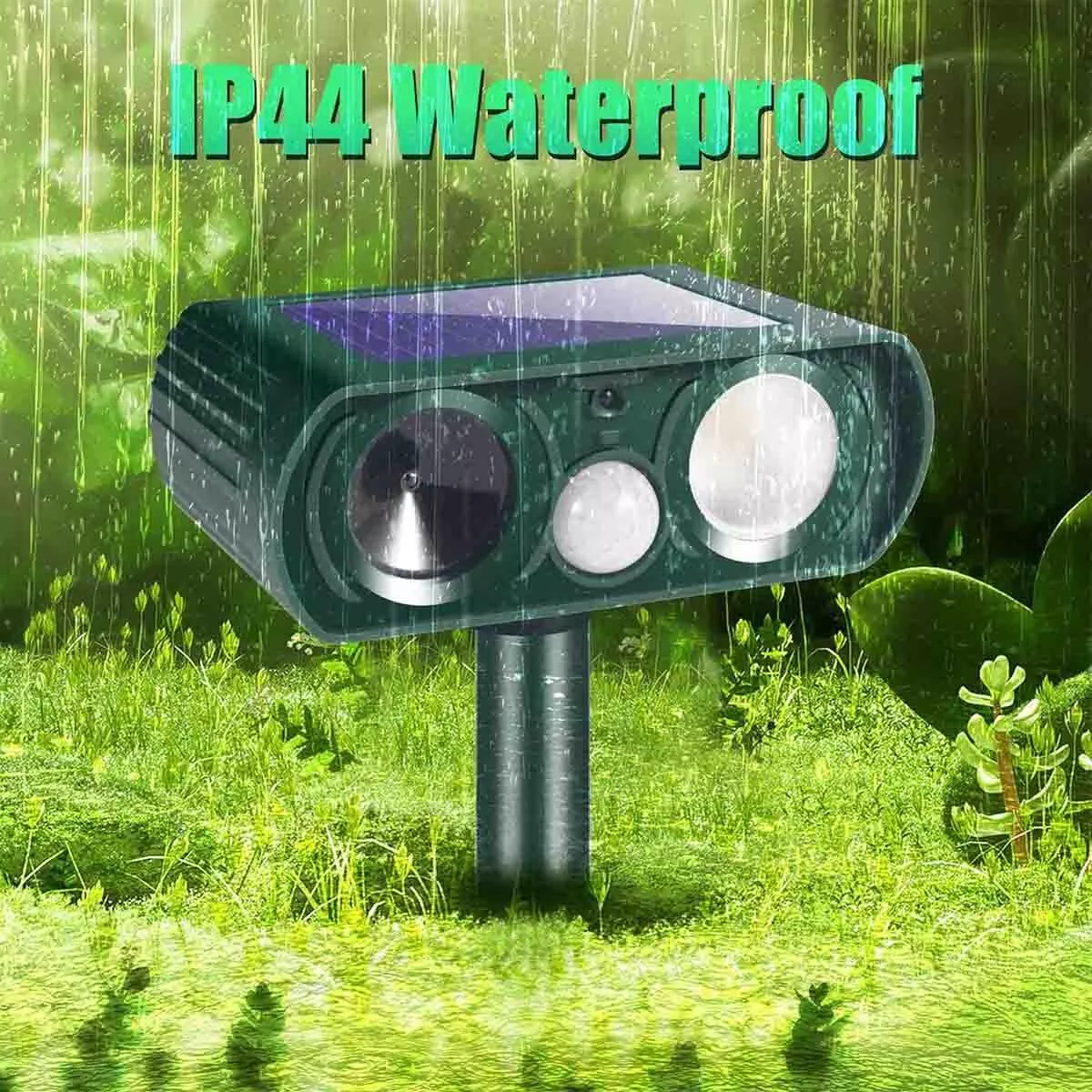 Solar Ultrasonic Coyote/Raccoon/Skunk/Snake & Rodent Repeller - Weatherproof
