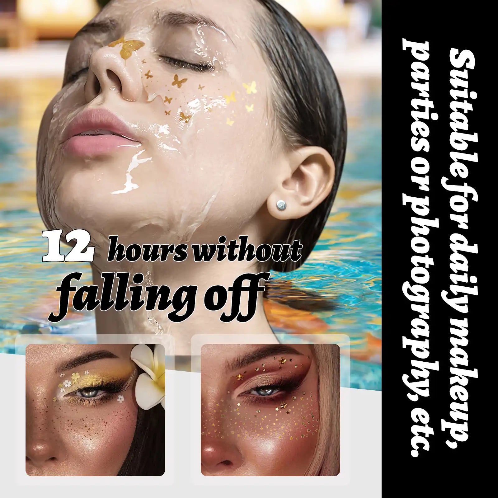 Sparkle Gold & Silver Freckle Tattoos - Waterproof Face Stickers 8PCS