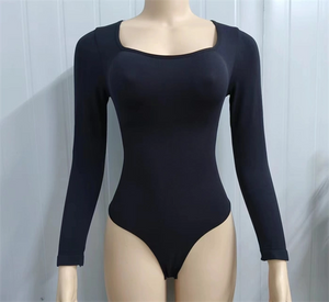 Square Neck Button-Front Shapewear Bodysuit
