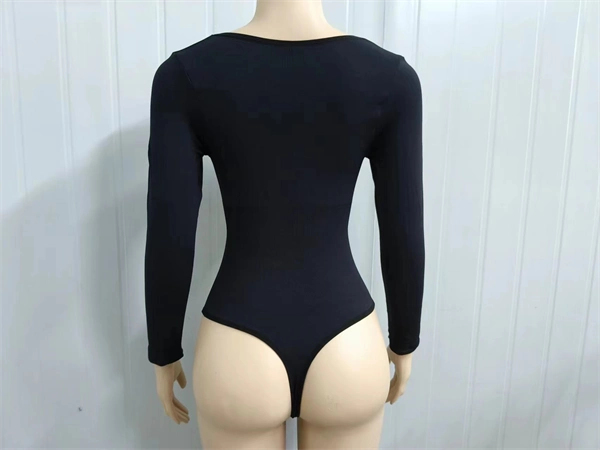 Square Neck Button-Front Shapewear Bodysuit