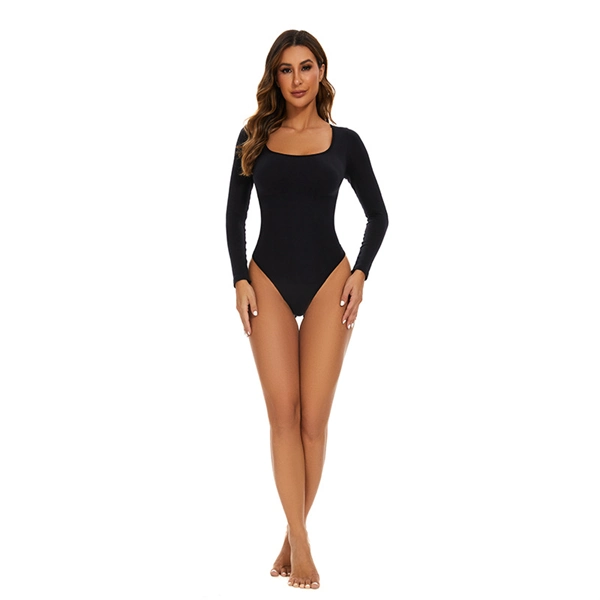Square Neck Button-Front Shapewear Bodysuit