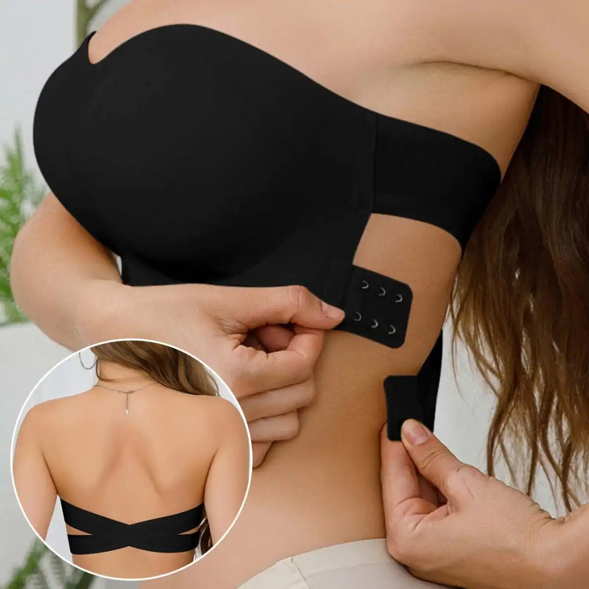Stay-Up Strapless Bra: Cross Side Buckle