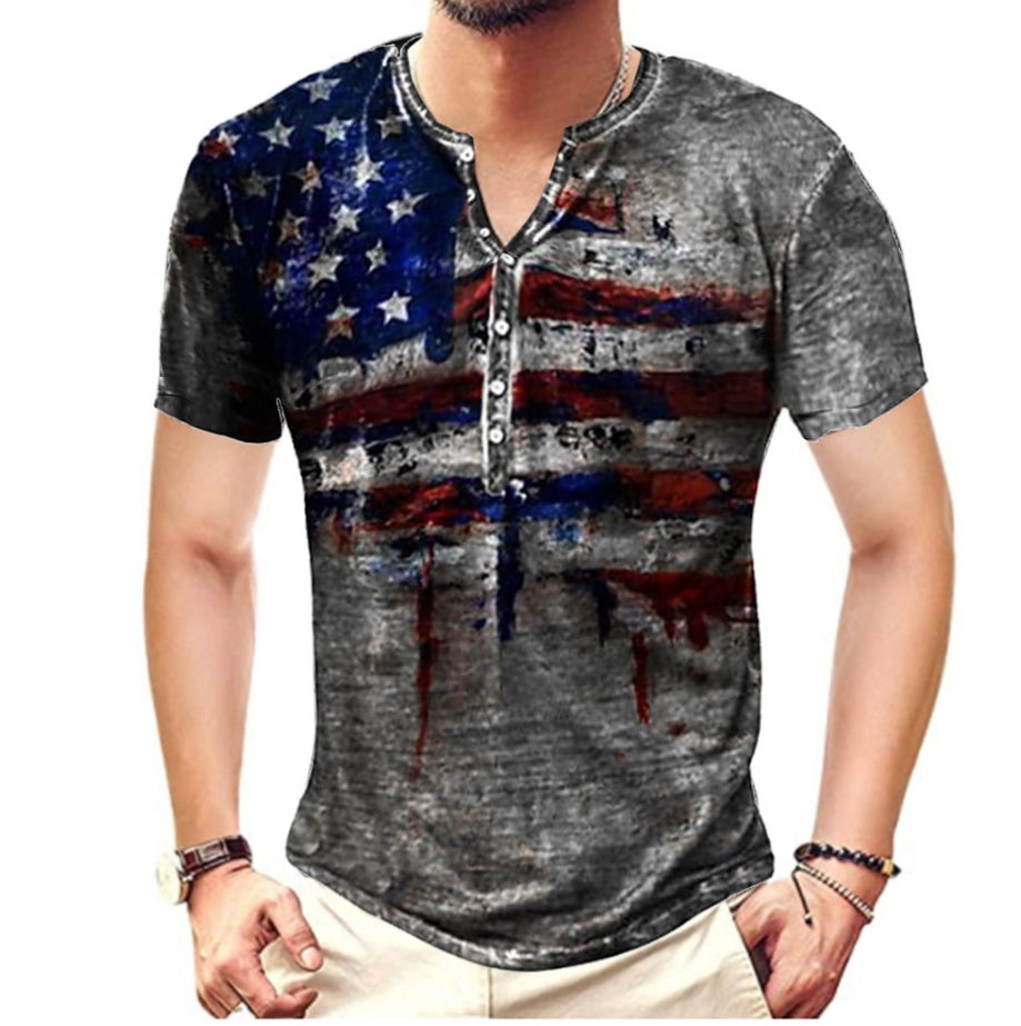 Men's Vintage T-Shirt Classic V-Neck Summer Short Sleeve Basic Slim Fit Short Sleeve Shirt