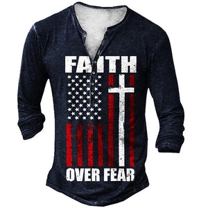 Vintage T-Shirt for Men American Flag Graphic T-Shirts Printed Long Sleeve