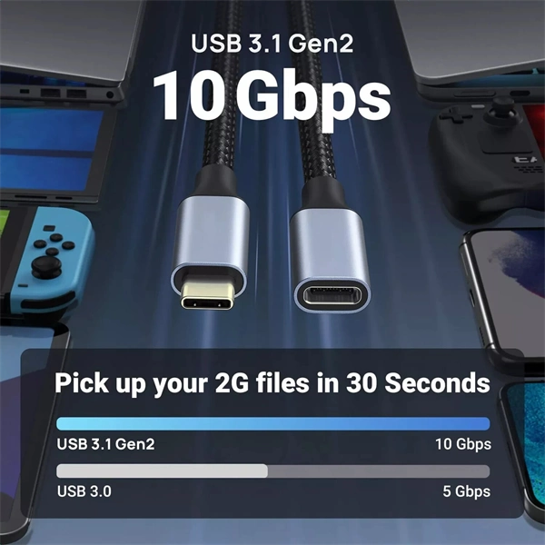 USB-C 3.1 Extension Cable – Male to Female Charging & Data Transfer Cord