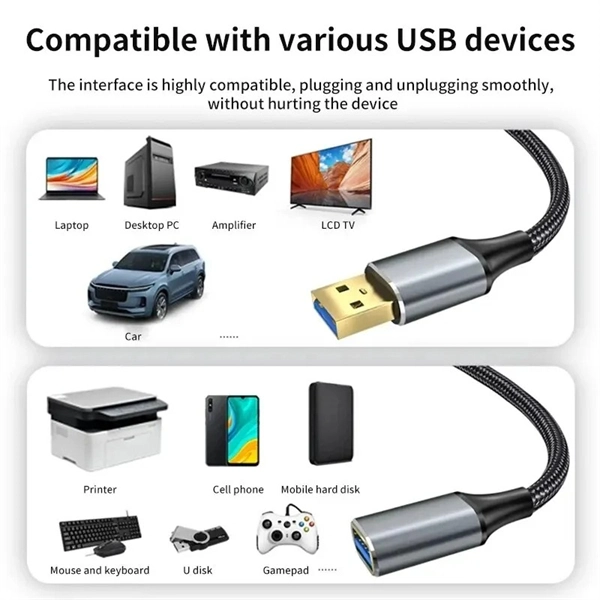 USB 3.0 Male to Female Extension Cable – High-Speed Data & Charging for Laptops, TVs, PS4, and USB Devices